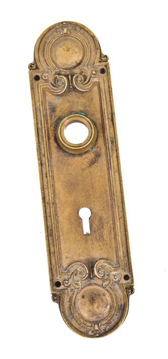 early 20th century neoclassical style american ornamental cast bronze passage door backplate or escutcheon