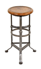 fully functional c. 1940's american made vintage industrial "rite-hite" three-legged telescoping factory stool