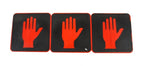 lot of three matching american industrial molded plastic single-sided "don't walk" halting hand crosswalk signal lenses