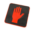 intact single-sided chicago city street cautionary halting hand pedestrian crosswalk signal lens with baked black enameled finish