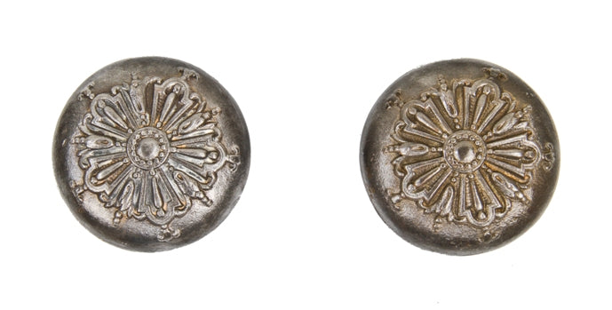 matching set of early 20th century ornamental cast iron "ontario" pattern interior residential passage size doorknobs