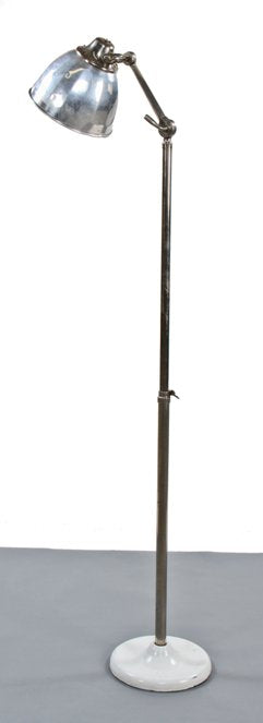 late 1920's vintage american medical freestanding modern ultra-violet therapy "alpine sun" floor lamp with porcelain enameled base