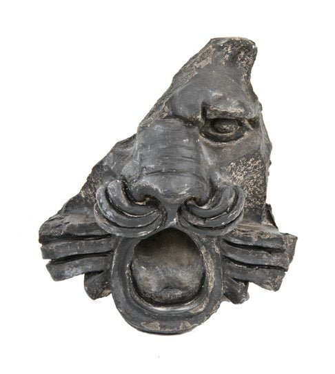 very unique and unusual oversized c. 1907 michael reese hospital exterior terra cotta figural lion head fragment with speckled glaze finish