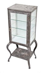 hard to find c. 1913-17 early american medical cold-rolled steel operating room lockable supply cabinet with cast iron cabriole style legs