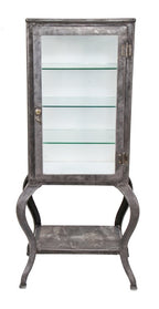 hard to find c. 1913-17 early american medical cold-rolled steel operating room lockable supply cabinet with cast iron cabriole style legs