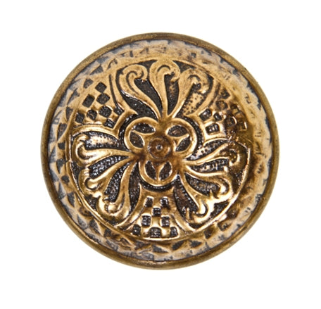 19th century antique american banded rim wrought ornamental bronze passage size doorknob with overlapping rings