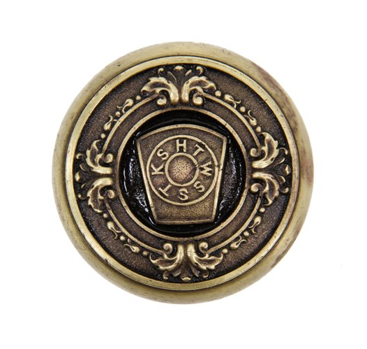 unusual early 20th century oversized ornamental cast brass royal arch masonic lodge emblematic doorknob