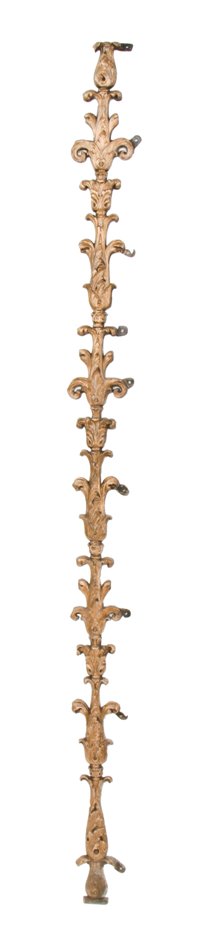 early 20th century interior single-sided chicago city hall lobby ornamental bronze pilaster fragment with foliated scrollwork