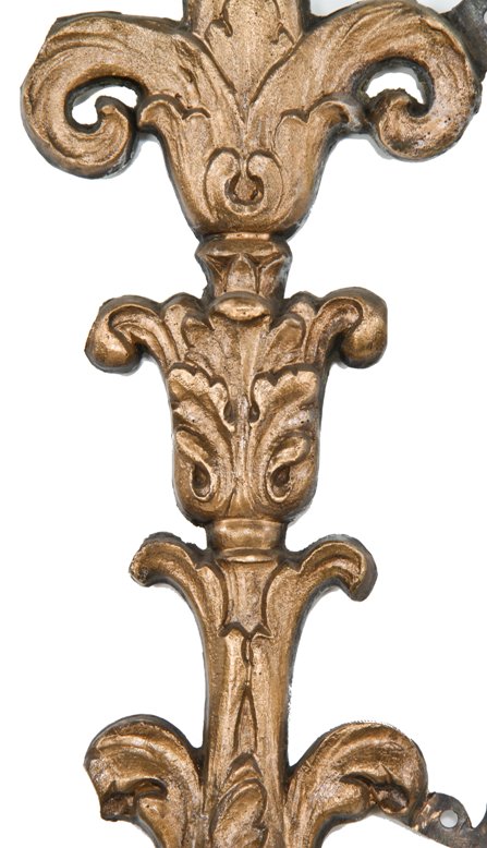 early 20th century interior single-sided chicago city hall lobby ornamental bronze pilaster fragment with foliated scrollwork