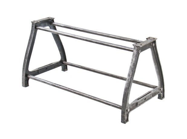 c. 1920's american made vintage industrial cast iron factory machine base complete with solid steel stretcher bars