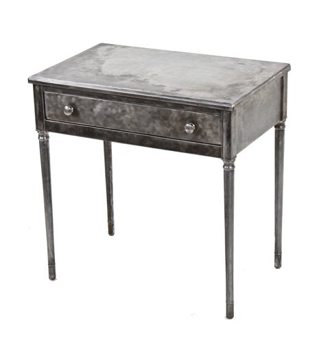 original early 1930's vintage american made "simmons" cold-rolled furniture sheet steel stationary desk with single pull-out drawer