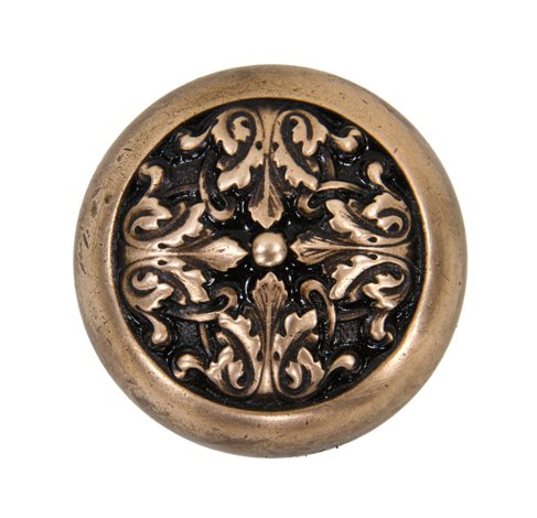 c. 1905 cast bronze interior residential "mantua" pattern passage size doorknob with intricately designed leafage