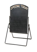 complete c. 1930's american black enameled double-sided "special today" pivotally mounted sidewalk signicade
