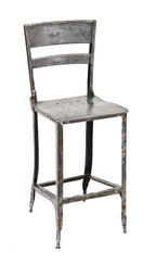 unusual late 1930's vintage american industrial modified toledo machine shape factory chair or stool with backrest