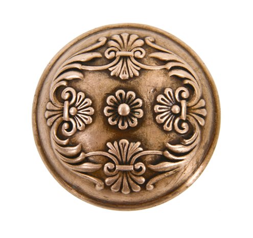 elaborately designed early 20th century ornamental wrought bronze interior residential passage size banded rim antique doorknob