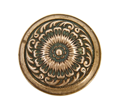 c. 1900 antique american ornamental cast bronze "stanwich" pattern interior residential banded rim doorknob