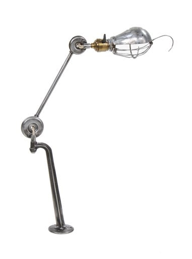 original c. 1920's vintage american industrial "adjusco" workbench task lamp with unique adjustable flat disc joints