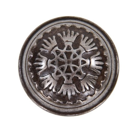 late 19th century american antique interior residential "palma" pattern dome-shaped wrought steel passage size doorknob