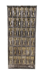 rare early 20th century city of chicago courthouse public record "fireproof" steel filing cabinet with yellow brass handles and placard holders