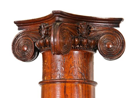 complete set of matching late 19th century varnished oak wood interior residential colonnades with intact ionic capitals