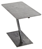 pair of matching american custom-built brushed metal repurposed welded joint steel cantilevered side tables