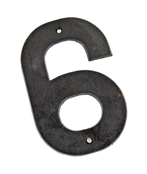 depression era american single-sided cast iron steam locomotive plate number with black paint finish