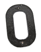 original and intact american industrial single-sided black painted cast iron steam locomotive plaque number