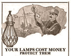 early 20th century antique american "loxon" brand galvanized steel wire factory incandescent light bulb guard or cage