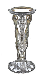 rare c. 1930's american art deco egyptian revival style refinished ornamental cast iron combination candelabra fish bowl stand