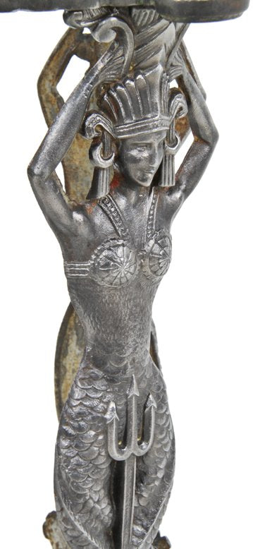 rare c. 1930's american art deco egyptian revival style refinished ornamental cast iron combination candelabra fish bowl stand