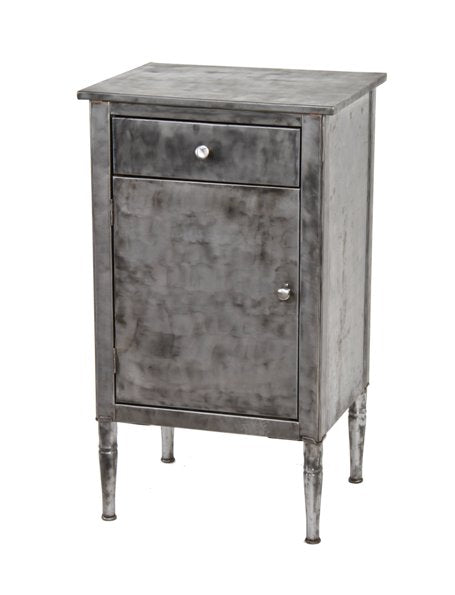 c. 1930's vintage american medical refinished cold-rolled steel "simmons" hospital bedside combination table and cabinet