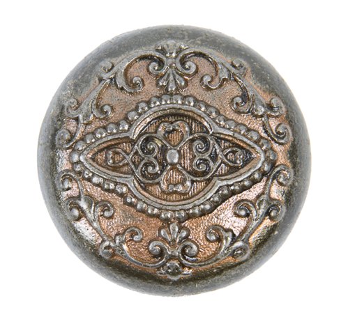 original c. 1910 antique american ornamental copper-plated cast iron passage size interior residential doorknob
