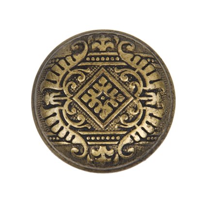 c. 1900's american antique "canton" pattern interior residential passage size banded rim doorknob with black enameled inlay