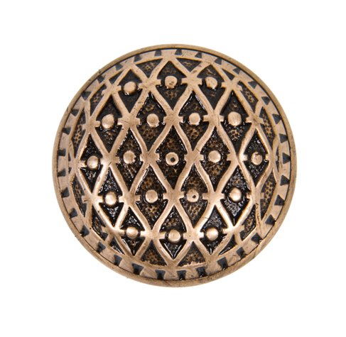 dome-shaped 19th century antique american ornamental cast brass "royal" pattern banded rim passage size doorknob