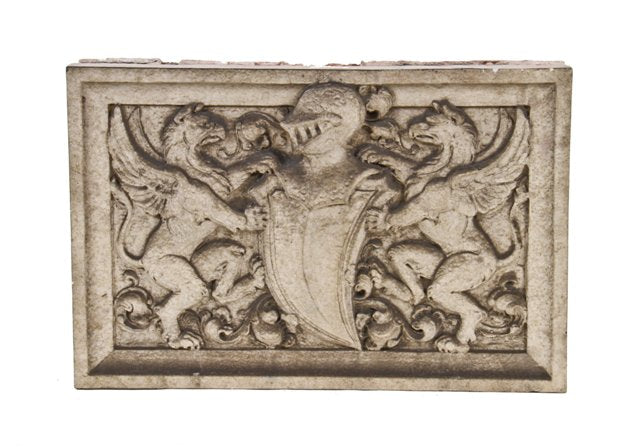 early 20th century exterior chicago commercial building white glazed terra cotta base-relief plaque featuring winged griffins