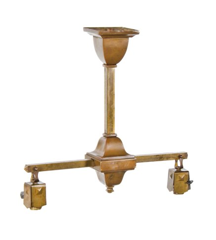 early 20th century american electric double light mission and/or craftsman style residential ceiling pendant fixture