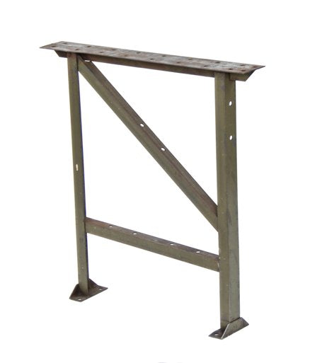 all-welded joint mill rolled angled iron "pollard green" enameled factory workbench table leg or base with foot pads