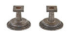 two identical c. 1920's refinished american vintage industrial heavy cast iron steam valve stem bonnets with pre-drilled flanges