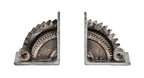 pair of american made repurposed machine age welded joint gear assemblage weighted bookends