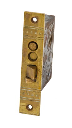 19th century american residential entrance and/or vestibule door stop work mortise lock with intact and functional button stops