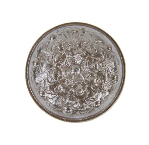original early 20th century interior residential ornamental cast iron "ideal" pattern passage size doorknob with centrally located spiderweb