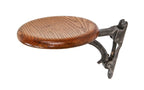 intact c. 1898-1901 refinished american industrial city streetcar flush mount drop-down folding chair with original oak seat