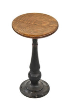 original c. 1900's american industrial tapered and turned cast iron stationary factory lunch hall stool with original varnished oak wood seat