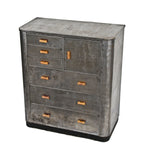 rare late 1920's american streamlined style art deco "simmons" multi-drawer steel medical cabinet with original butterscotch bakelite drawer handles