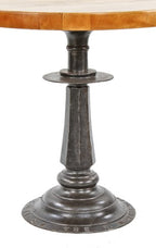 outstanding late 19th century american city saloon weighted cast iron pedestal base table with solid maple wood rounded top