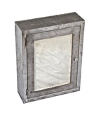 c. 1920's american medical examination room wall-mount brushed steel medicine cabinet with intact beveled edge cabinet door mirror
