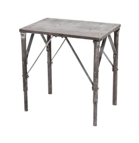 unusual early 20th century american industrial custom-built refinished metal foundry work table with angled iron support brackets