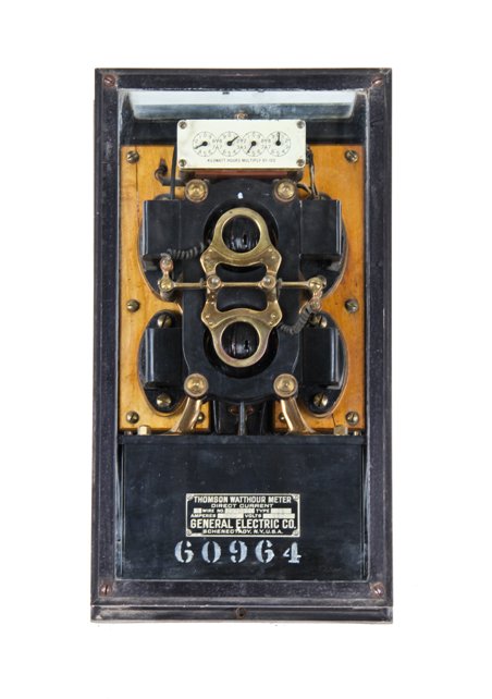 remarkably rare early 20th century reliance building basement level encased glass astatic switchboard type thomson watthour meter