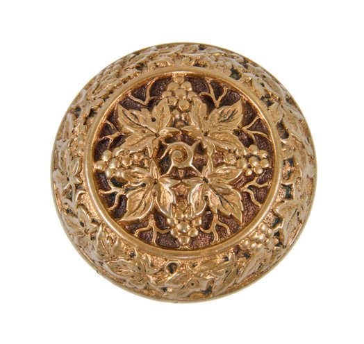 hard to find and highly collectible c. 1880's "grapes" pattern banded rim ornamental cast bronze entrance size doorknob
