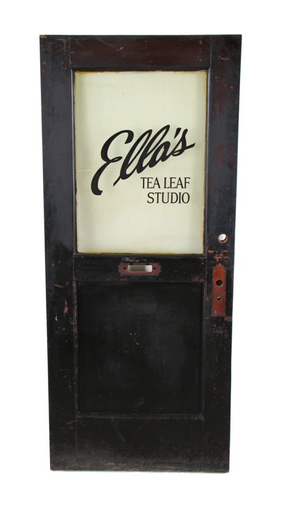 original c. 1895 american downtown chicago reliance commercial building interior mahogany wood office door with textured glass inset
